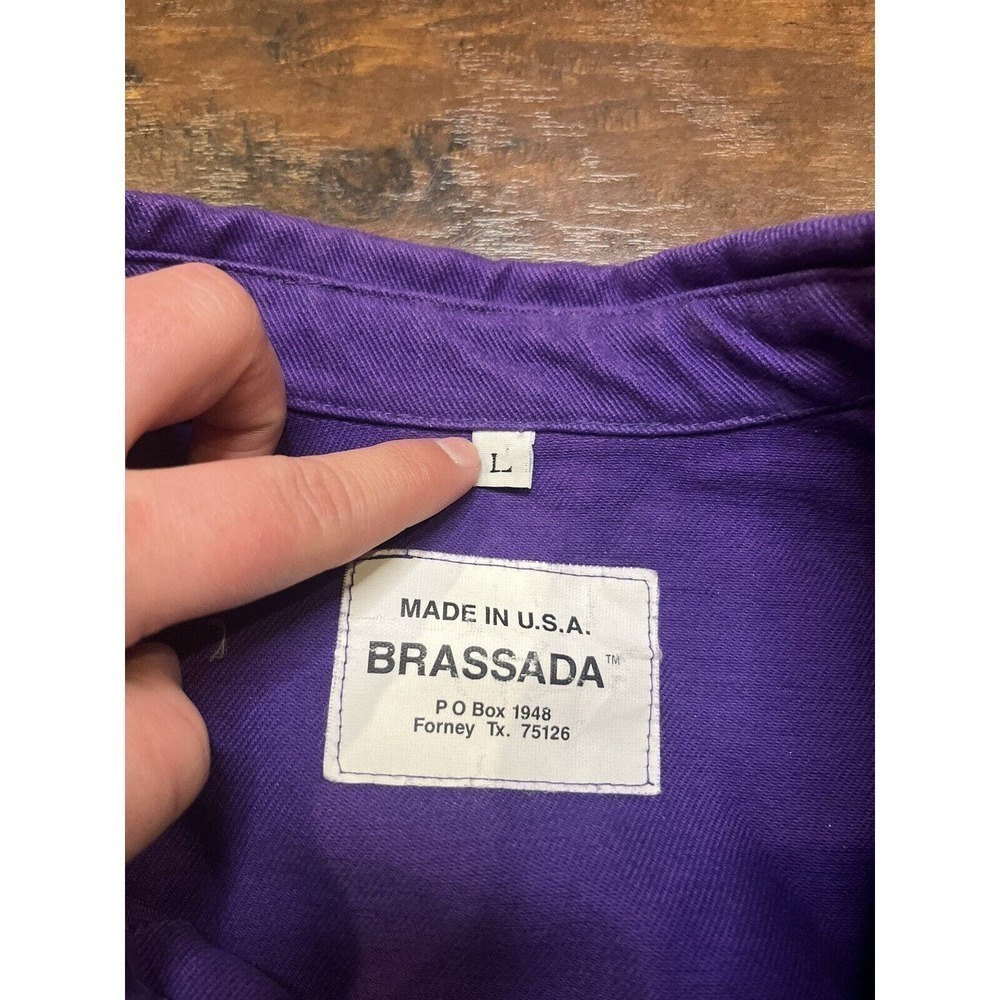 Brassada Mens Purple Western Rodeo Thick Heavy Wieght Purple Button Down L USA - Picture 2 of 7